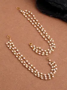 PANASH Gold-Plated & White Classic Earring Chain