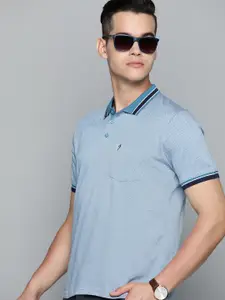 Indian Terrain Men Striped Polo Collar Pure Cotton T-shirt
