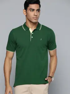 Indian Terrain Men Green Solid Polo Collar T-shirt