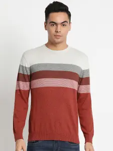 Indian Terrain Men Red & Green Striped Sweater