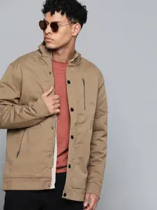 Indian Terrain Khaki Solid Tailored Jacket