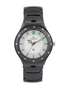 maxima Aluminium Men Silver-Toned & Off-White Dial Watch 23796CMGB