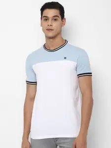 Allen Solly Sport Men White & Blue Colourblocked T-shirt