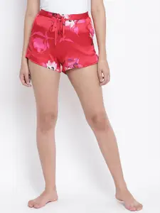 Oxolloxo Women Pink Floral Printed Lounge Shorts
