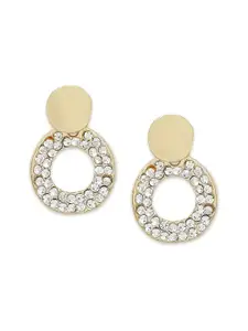 BELLEZIYA Gold-Toned Artificial Stone Studded Contemporary Studs Earrings