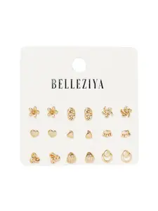 BELLEZIYA Gold-Toned Contemporary Studs Earrings