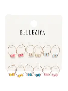 BELLEZIYA Set of 6 Gold-Toned Contemporary Hoop Earrings