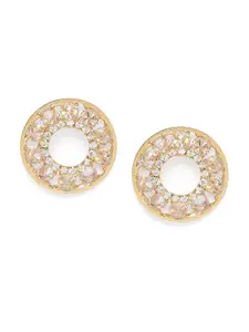 BELLEZIYA Gold-Toned & White Circular Studs Earrings