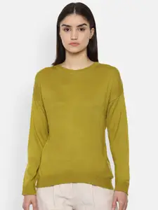 Van Heusen Woman Olive Green Acrylic Pullover
