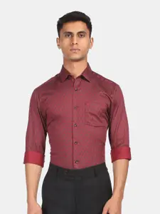 Arrow Men Red & Black Opaque Printed Pure Cotton Party Shirt