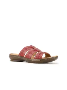 Naturalizer Women Red Leather Open Toe Flats