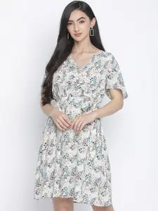 Oxolloxo Multicoloured Floral Printed Crepe Dress