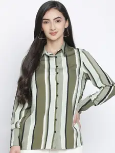 Oxolloxo Women Multicoloured Opaque Striped Casual Shirt
