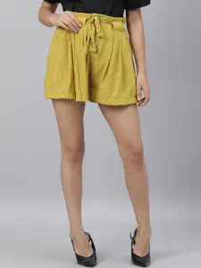 RAREISM Women Yellow Loose Fit High-Rise Regular Shorts