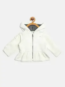 Chicco Girls Off White Hooded Front-Open