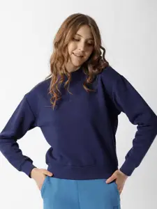 RAREISM Women Blue Cotton Sweatshirt