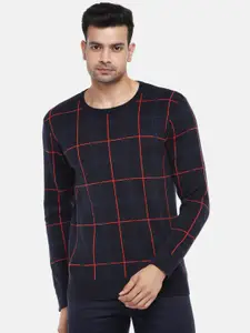 BYFORD by Pantaloons Men Navy Blue Checked Pullover