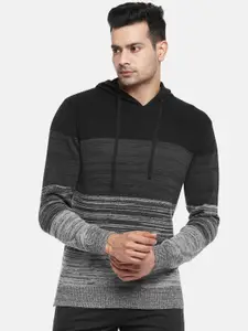 BYFORD by Pantaloons Men Black & Grey Striped Printed Pullover
