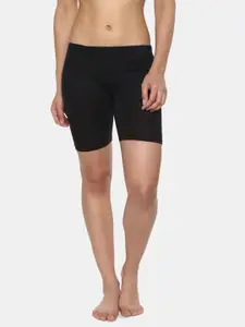 AMOSIO Women Black High-Rise Lounge Shorts