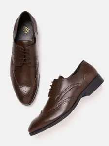 House of Pataudi Men Coffee Brown Handcrafted Leather Formal Brogues