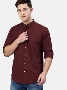 IVOC Men Maroon Slim Fit Opaque Cotton Casual Shirt