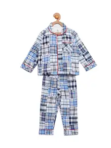 Cherry Crumble Girls Blue Checked Night Suit WS-IC-0216G