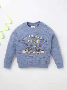 Ed-a-Mamma Boys Blue Printed Sweatshirt