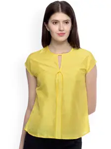 WISSTLER Women Yellow Solid Regular Top