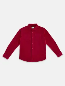 Pantaloons Junior Boys Red Opaque Cotton Casual Shirt