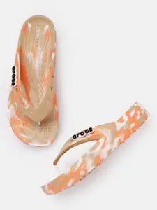 Crocs Women Beige & Orange Printed Croslite Thong Flip-Flops