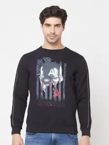 Octave Men Navy Blue Printed Sweatshirt