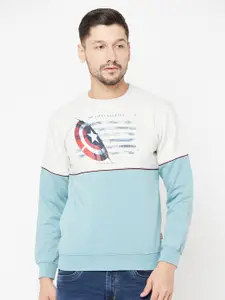 Octave Men Blue Captain America Printed Sweatshirt