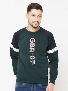 Octave Men Green & White Printed Sweatshirt