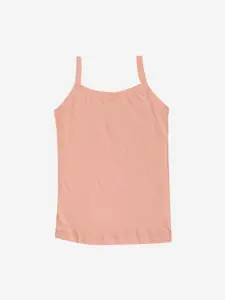 YK Girls Peach-Coloured Solid Cotton Camisole