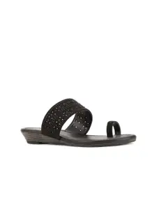 Bata Black Embellished PU Comfort Sandals