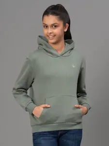 Mode by Red Tape Girls Olive Green Hooded Sweatshirt