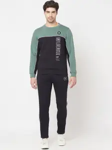 Octave Men Black & Green Cotton Track Suit