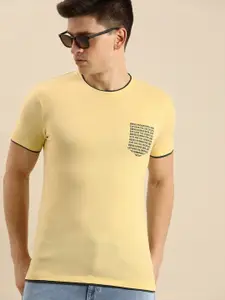 Being Human Men Yellow Typography Printed T-shirt