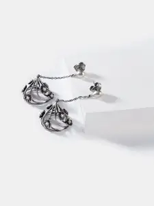 SHAYA Silver-Toned Contemporary Drop Earrings