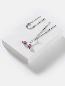 SHAYA Oxidized Silver-Toned & Purple 925 Sterling Silver Necklace