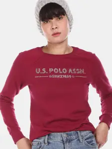 U.S. Polo Assn. U S Polo Assn Women Red Printed Sweatshirt