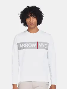 Arrow Sport Men White Printed Sweatshirt