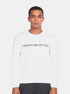 Arrow Sport Men White Brand Print Sweatshirt