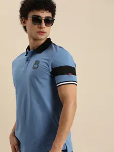 Being Human Men Blue Solid Polo Collar T-shirt