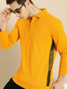 Being Human Men Mustard Yellow Solid Pure Cotton Polo Collar T-shirt