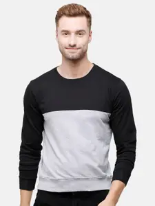 MADSTO Men Black Colourblocked Sweatshirt