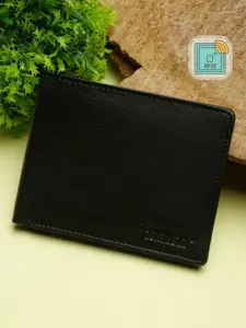 Teakwood Leathers Men Black Leather Two Fold Wallet