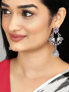 Anouk Silver-Toned Dome Shaped Jhumkas Earrings
