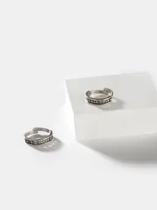 SHAYA Set Of 2 Oxidised Silver-Toned Toe Rings