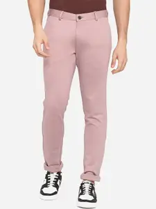 JADE BLUE Men Pink Slim Fit  Pure Cotton Wrinkle Free Chinos Trousers